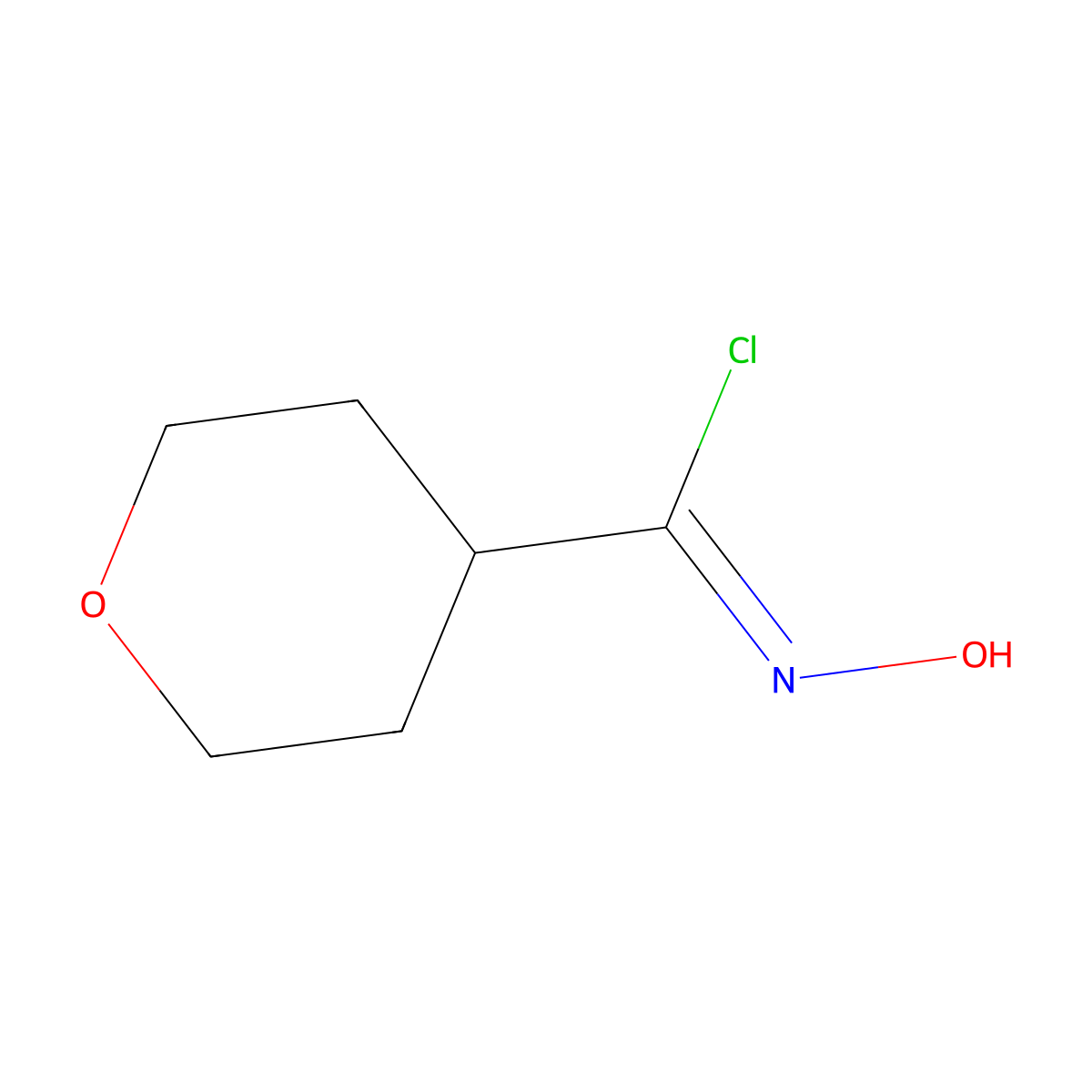 tetrahydro-N-hydroxy-2H-Pyran-4-carboximidoyl chloride molecular structure, CAS 2415250-80-3