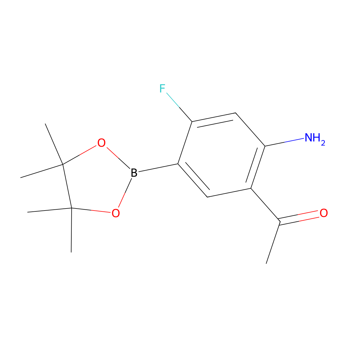 1-(2-Amino-4-fluoro-5-(4,4,5,5-tetramethyl-1,3,2-dioxaborolan-2-yl)phenyl)ethan-1-one molecular structure, CAS 2415255-61-5