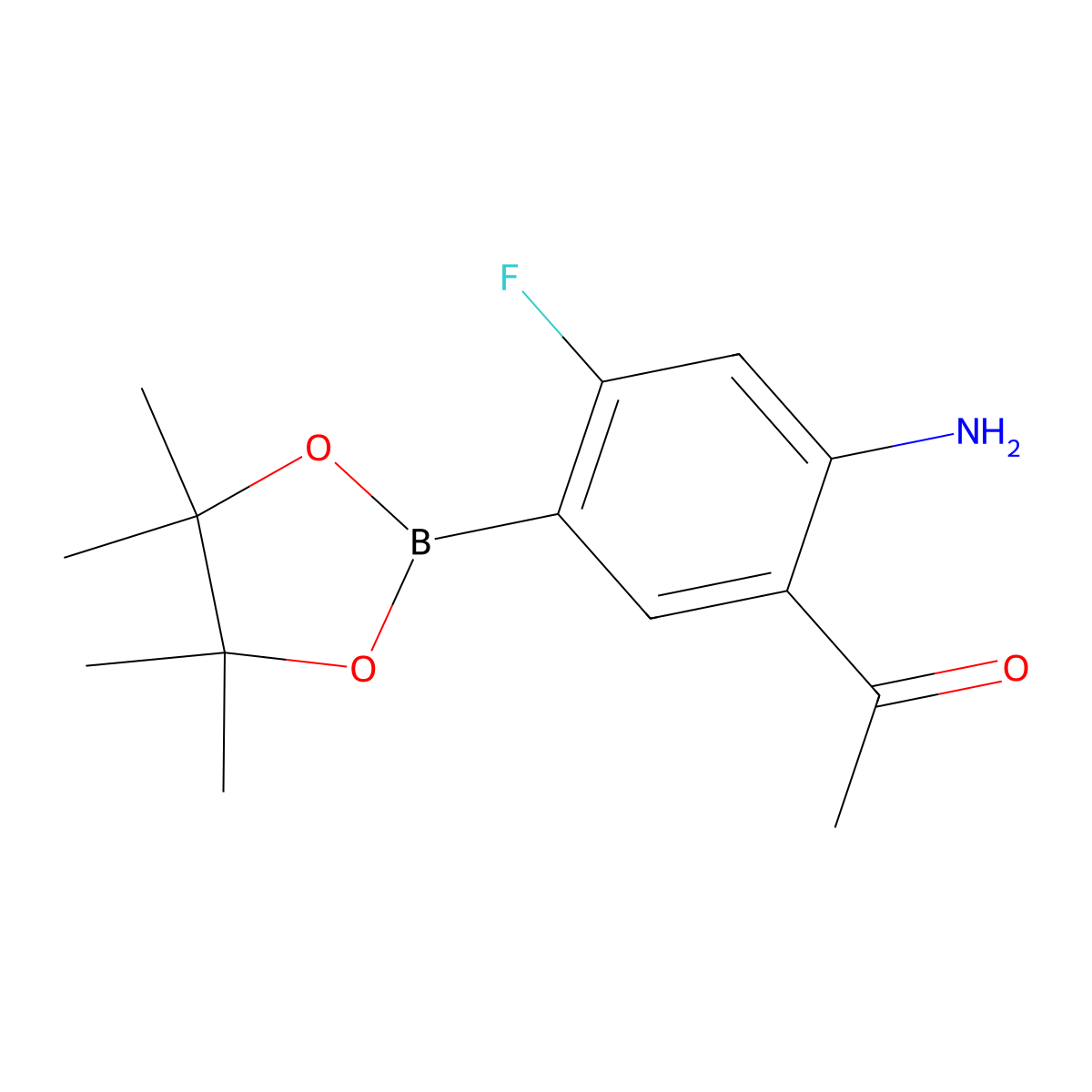 1-(2-Amino-4-fluoro-5-(4,4,5,5-tetramethyl-1,3,2-dioxaborolan-2-yl)phenyl)ethan-1-one molecular structure, CAS 2415255-61-5