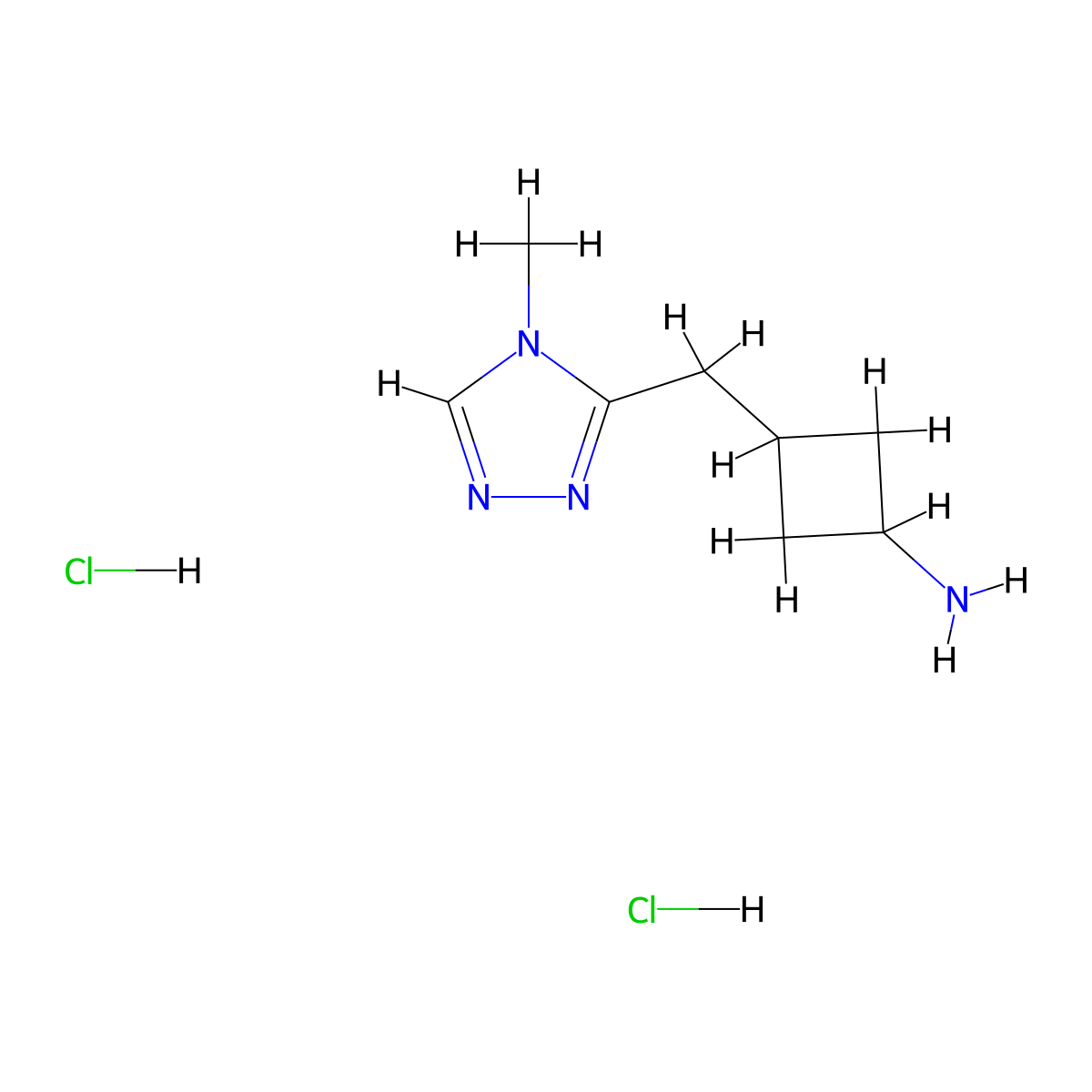 3-[(4-methyl-4H-1,2,4-triazol-3-yl)methyl]cyclobutan-1-amine dihydrochloride molecular structure, CAS 2415263-10-2