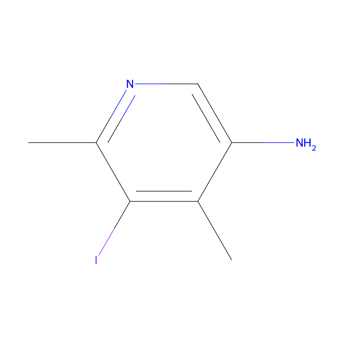 5-Iodo-4,6-dimethylpyridin-3-amine molecular structure, CAS 2415263-11-3