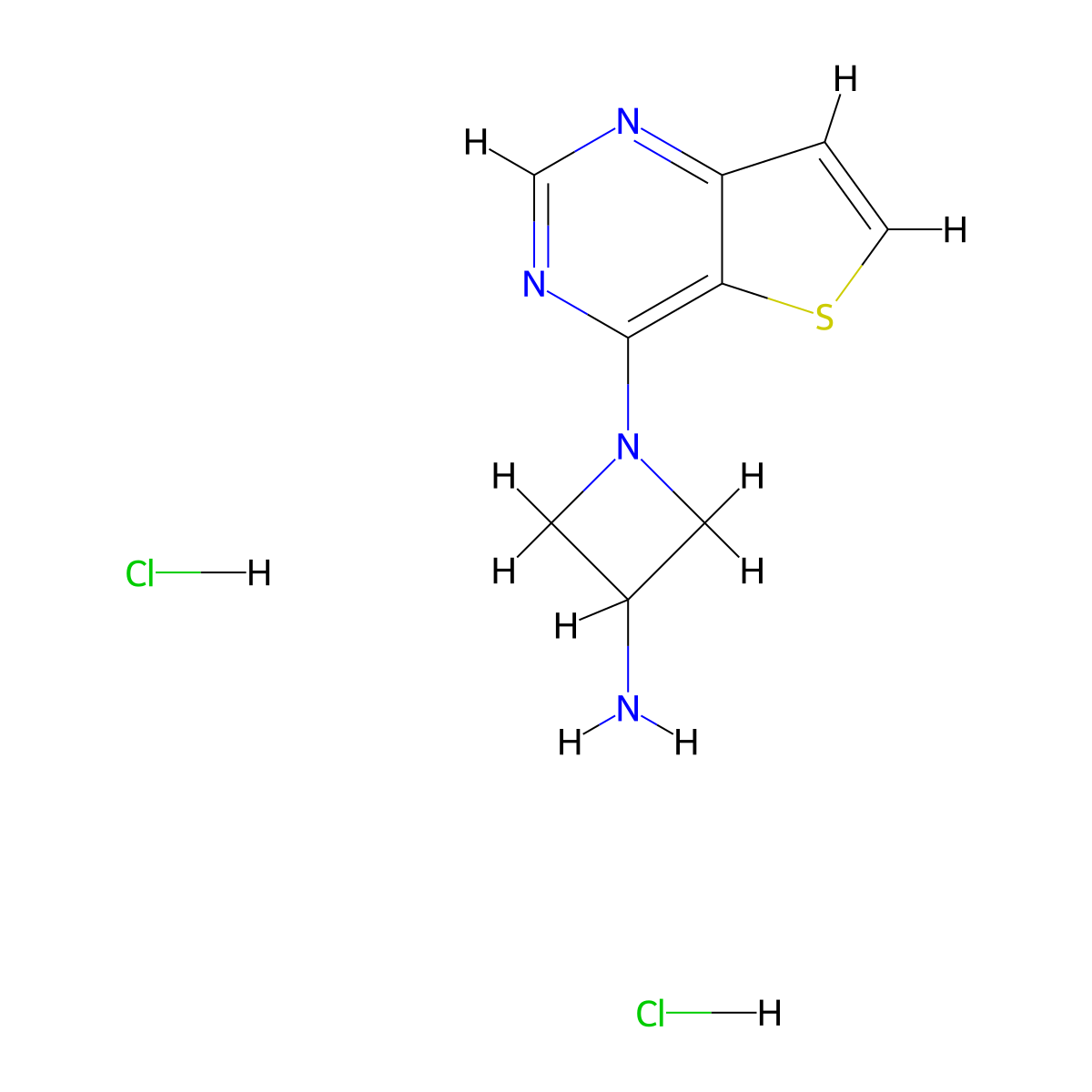1-{Thieno[3,2-d]pyrimidin-4-yl}azetidin-3-amine dihydrochloride molecular structure, CAS 2415263-14-6