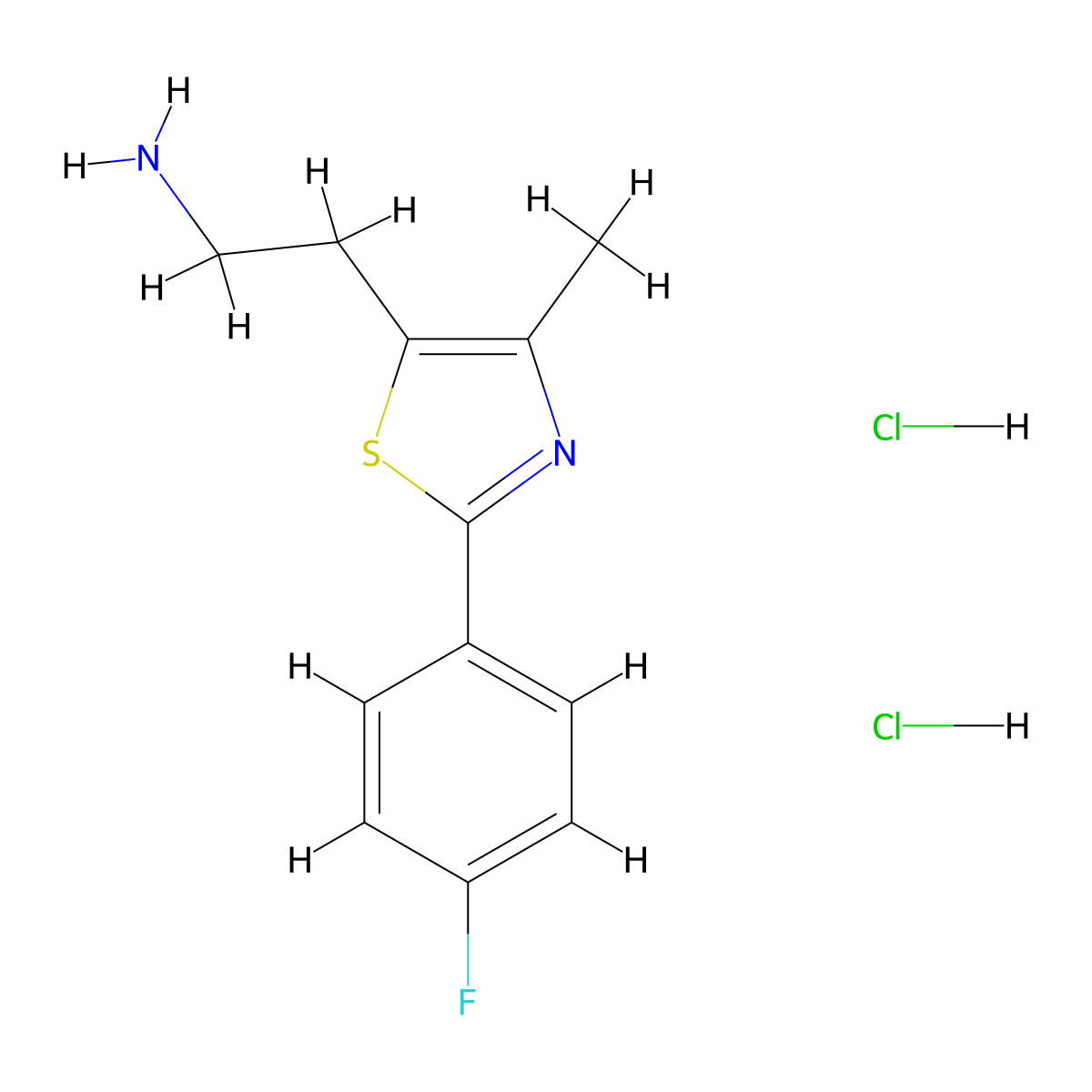 2-[2-(4-Fluorophenyl)-4-methyl-1,3-thiazol-5-yl]ethanamine;dihydrochloride molecular structure, CAS 2415263-15-7