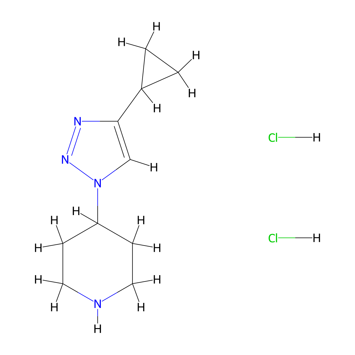 4-(4-Cyclopropyltriazol-1-yl)piperidine;dihydrochloride molecular structure, CAS 2415263-16-8