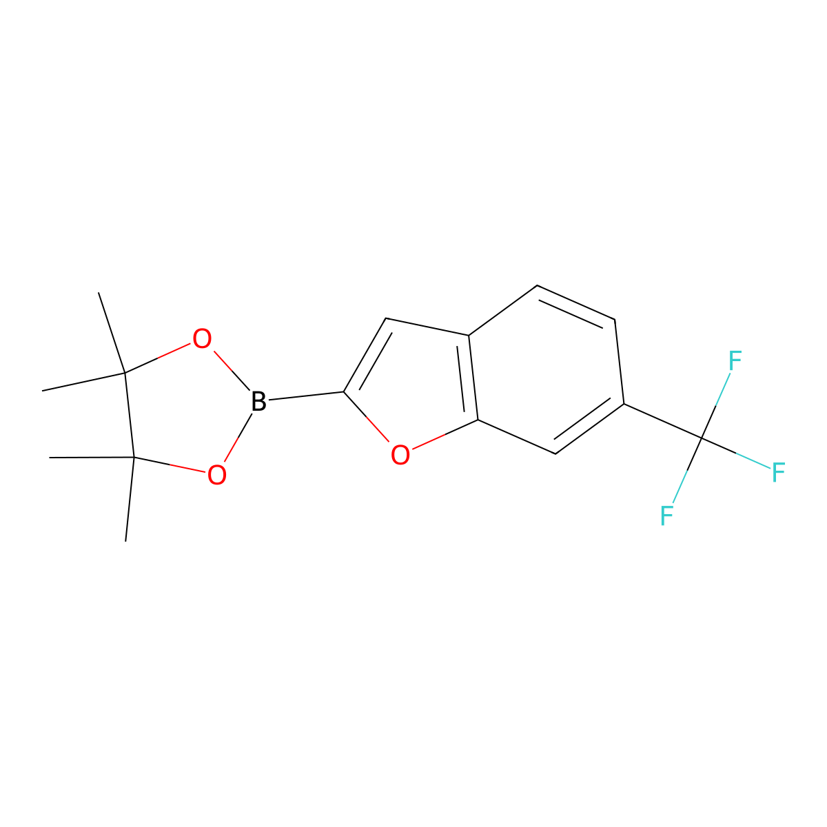 4,4,5,5-Tetramethyl-2-(6-(trifluoromethyl)benzofuran-2-YL)-1,3,2-dioxaborolane molecular structure, CAS 2415288-99-0