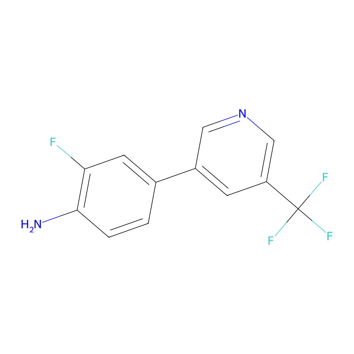 2-Fluoro-4-(5-(trifluoromethyl)pyridin-3-yl)aniline molecular structure, CAS 2415349-08-3