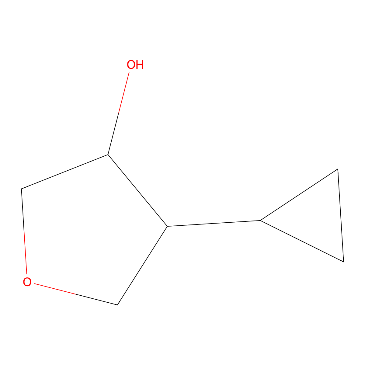 rac-(3R,4S)-4-cyclopropyloxolan-3-ol molecular structure, CAS 2415383-17-2