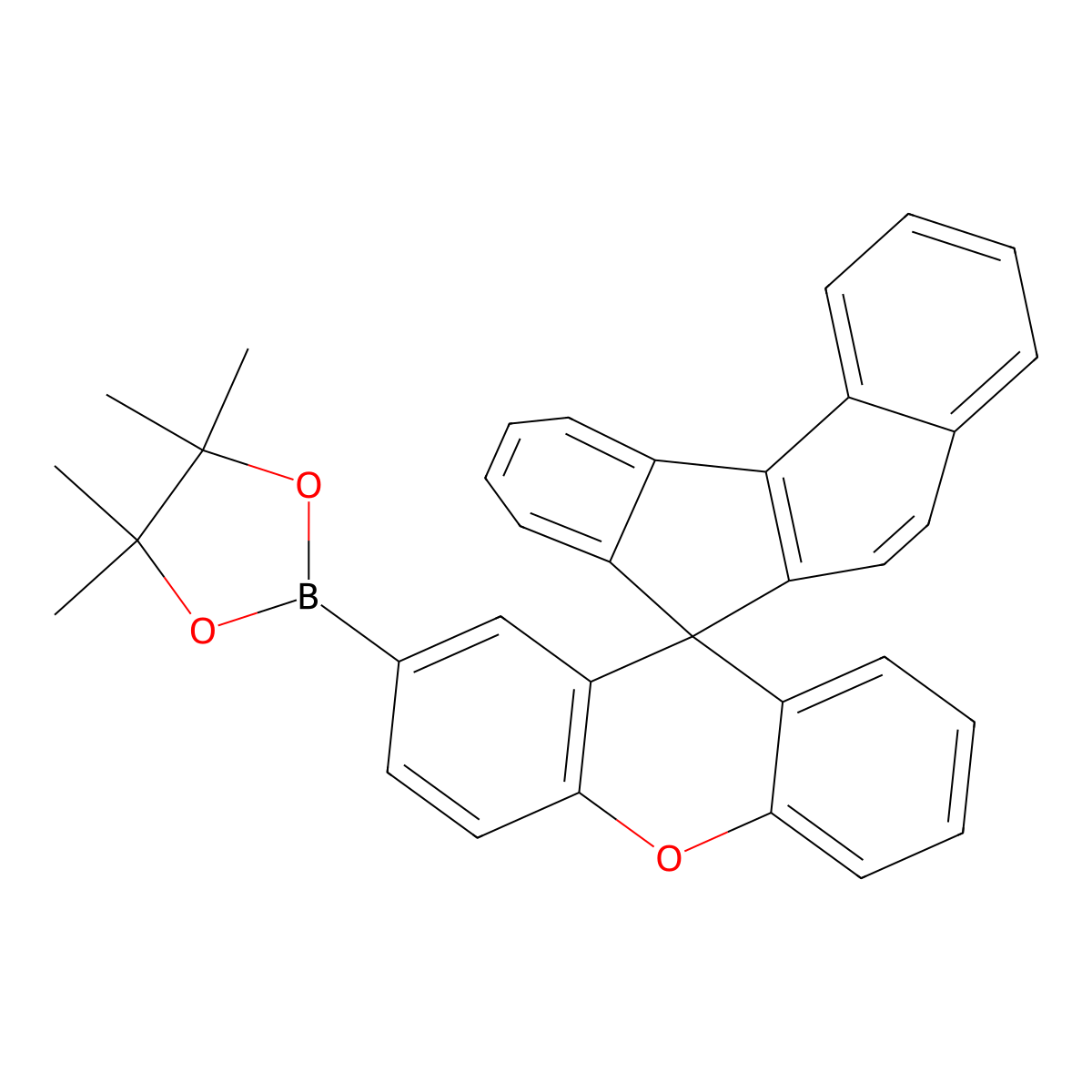 4,4,5,5-Tetramethyl-2-(spiro[benzo[c]fluorene-7,9'-xanthen]-2'-yl)-1,3,2-dioxaborolane molecular structure, CAS 2415417-00-2