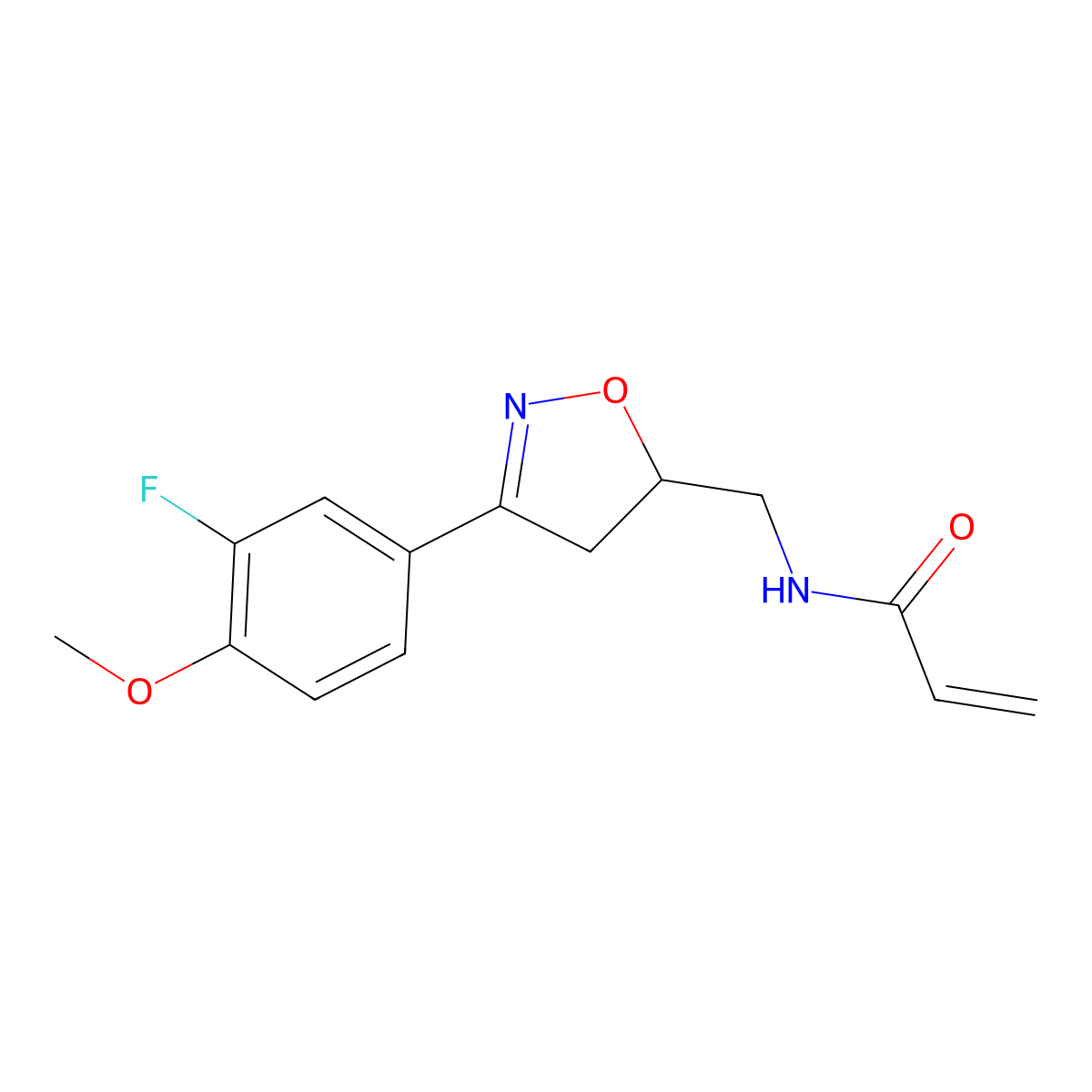 N-[[3-(3-Fluoro-4-methoxyphenyl)-4,5-dihydro-5-isoxazolyl]methyl]-2-propenamide molecular structure, CAS 2415426-47-8