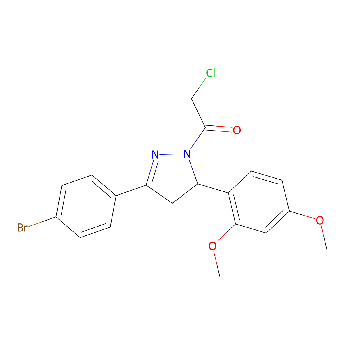 1-(3-(4-bromophenyl)-5-(2,4-dimethoxyphenyl)-4,5-dihydro-1H-pyrazol-1-yl)-2-chloroethan-1-one molecular structure, CAS 2415426-48-9