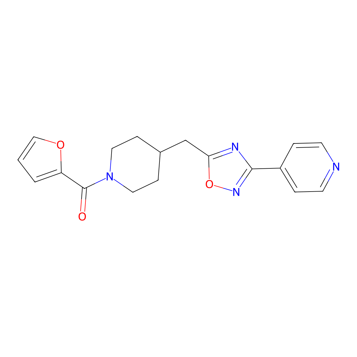 4-(5-{[1-(Furan-2-carbonyl)piperidin-4-yl]methyl}-1,2,4-oxadiazol-3-yl)pyridine molecular structure, CAS 2415452-30-9