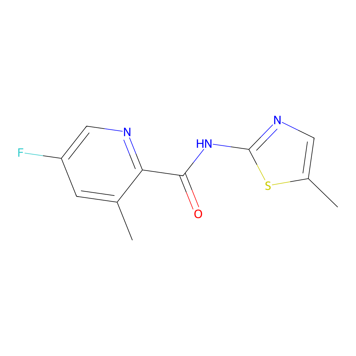 5-fluoro-3-methyl-N-(5-methyl-1,3-thiazol-2-yl)pyridine-2-carboxamide molecular structure, CAS 2415452-32-1