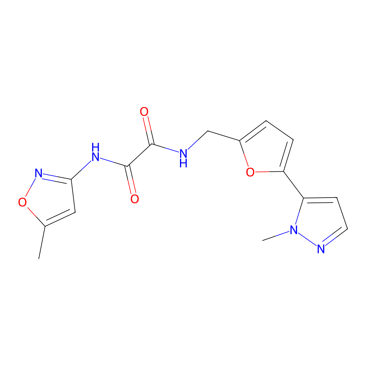 N'-(5-methyl-1,2-oxazol-3-yl)-N-{[5-(1-methyl-1H-pyrazol-5-yl)furan-2-yl]methyl}ethanediamide molecular structure, CAS 2415452-33-2