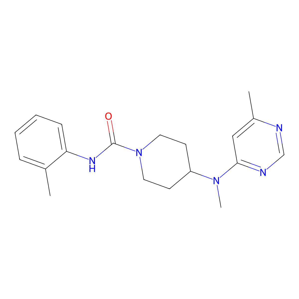 4-[methyl(6-methylpyrimidin-4-yl)amino]-N-(2-methylphenyl)piperidine-1-carboxamide molecular structure, CAS 2415452-36-5