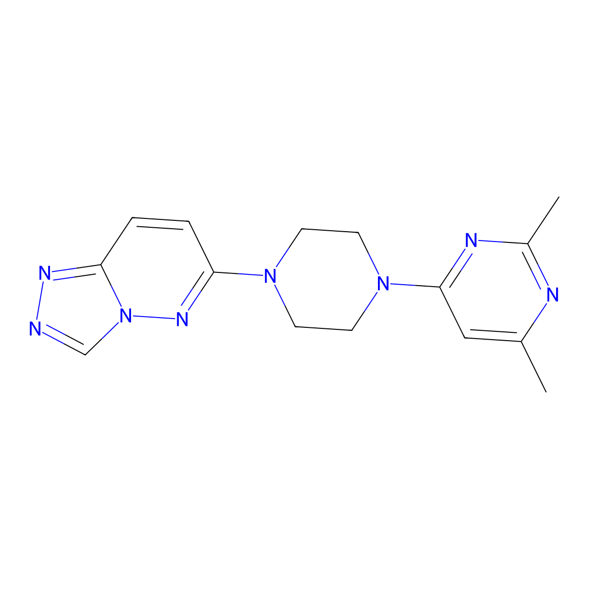 2,4-Dimethyl-6-(4-{[1,2,4]triazolo[4,3-b]pyridazin-6-yl}piperazin-1-yl)pyrimidine molecular structure, CAS 2415452-40-1