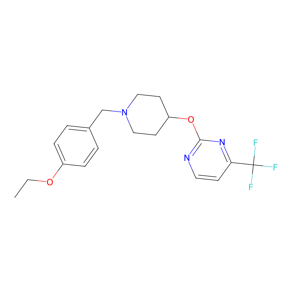 2-({1-[(4-Ethoxyphenyl)methyl]piperidin-4-yl}oxy)-4-(trifluoromethyl)pyrimidine molecular structure, CAS 2415452-43-4