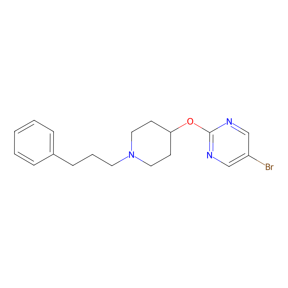 5-Bromo-2-{[1-(3-phenylpropyl)piperidin-4-yl]oxy}pyrimidine molecular structure, CAS 2415452-45-6