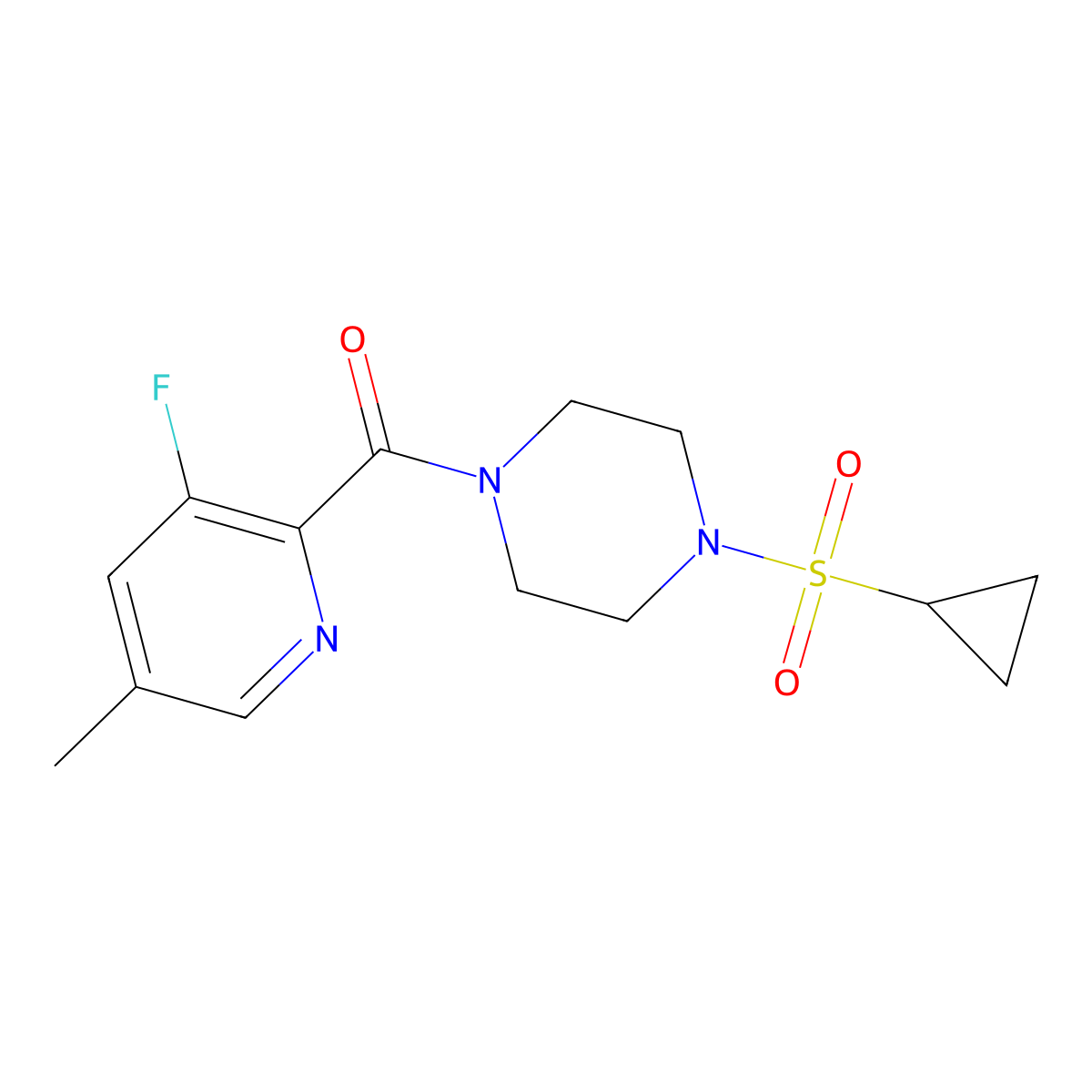 1-(Cyclopropanesulfonyl)-4-(3-fluoro-5-methylpyridine-2-carbonyl)piperazine molecular structure, CAS 2415452-46-7