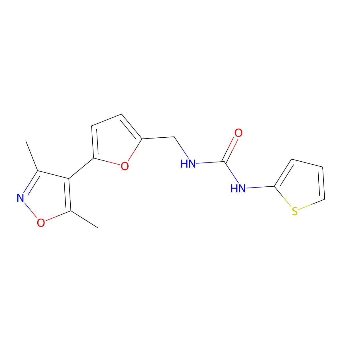 3-{[5-(3,5-Dimethyl-1,2-oxazol-4-yl)furan-2-yl]methyl}-1-(thiophen-2-yl)urea molecular structure, CAS 2415452-50-3