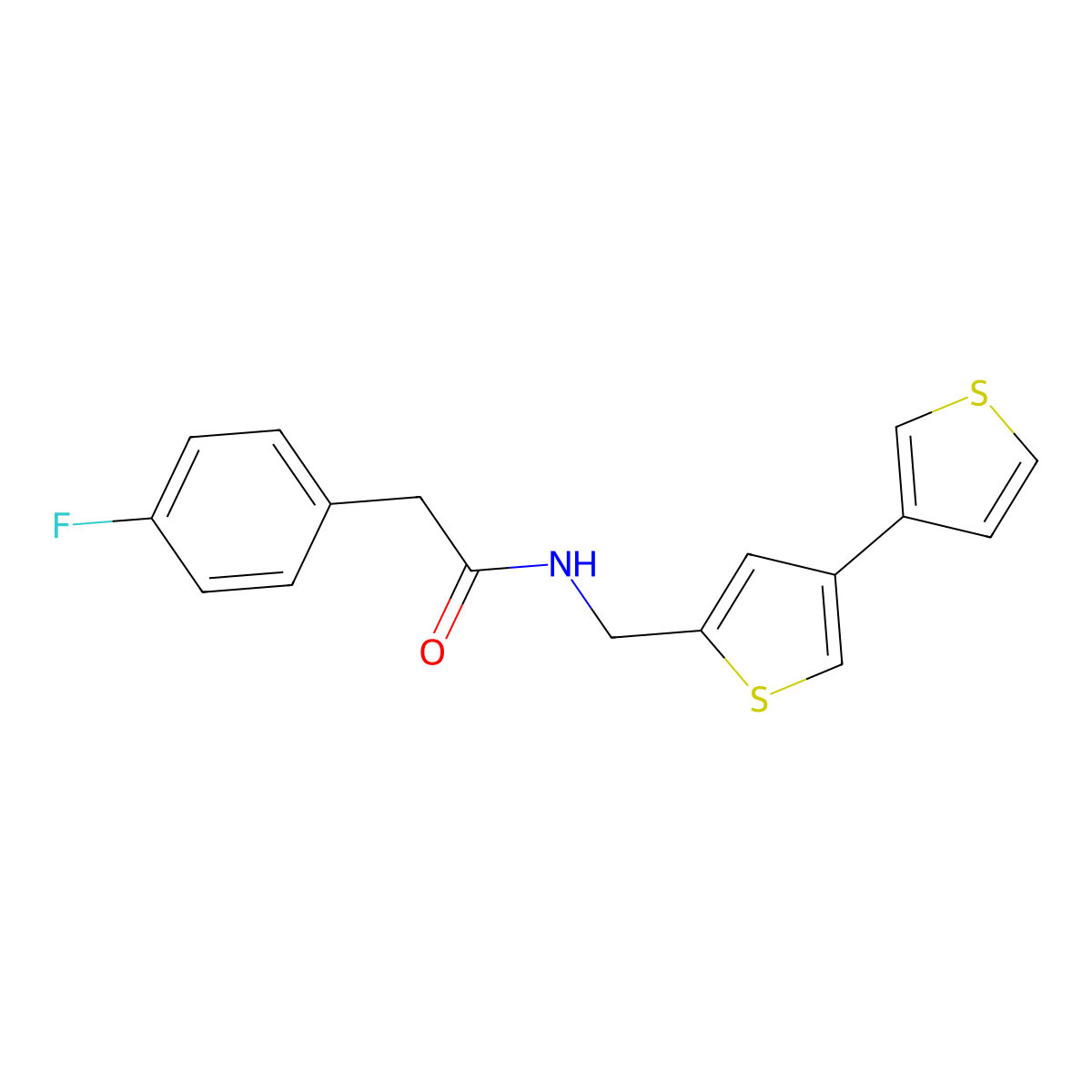 N-({[3,3'-bithiophene]-5-yl}methyl)-2-(4-fluorophenyl)acetamide molecular structure, CAS 2415452-52-5