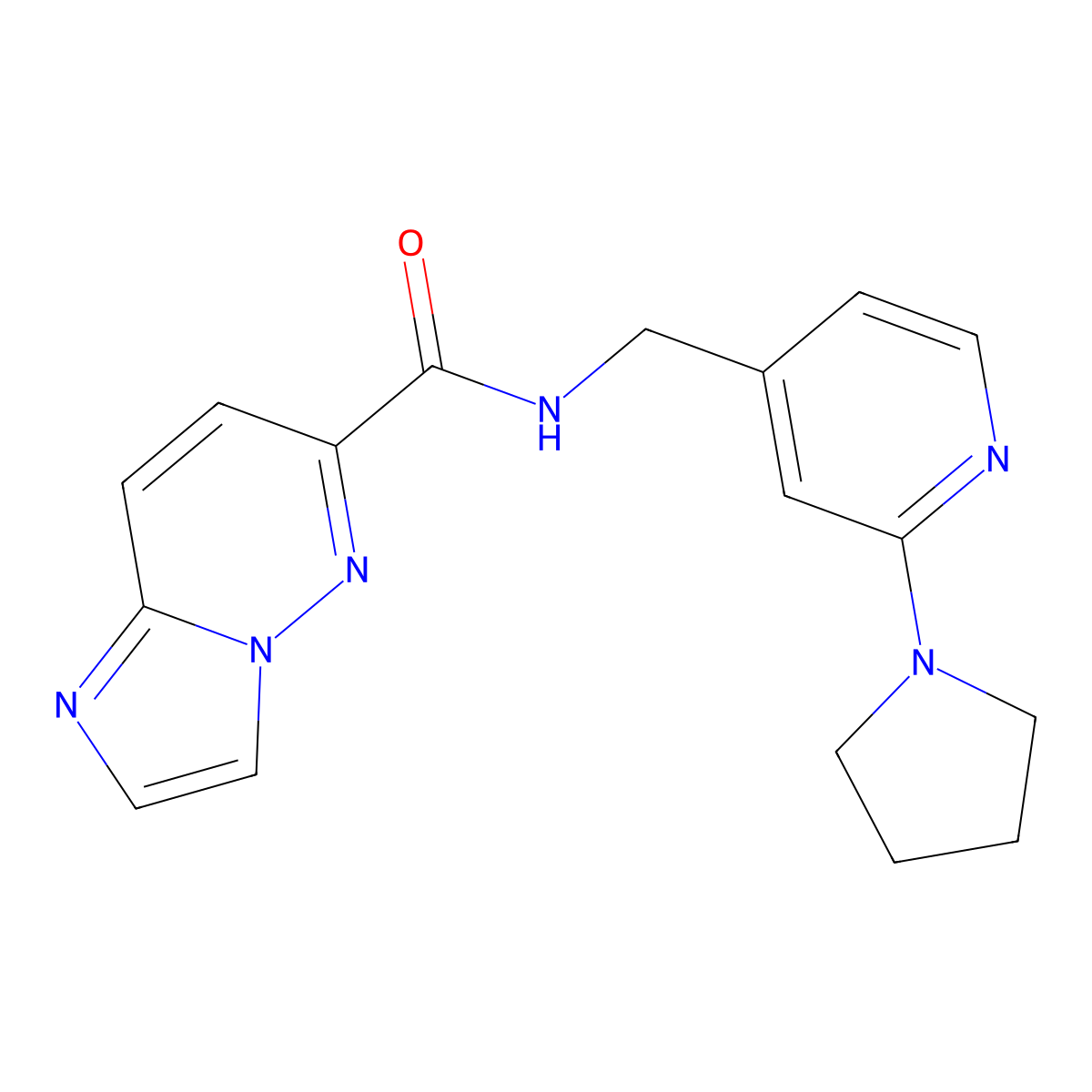 N-{[2-(pyrrolidin-1-yl)pyridin-4-yl]methyl}imidazo[1,2-b]pyridazine-6-carboxamide molecular structure, CAS 2415452-54-7