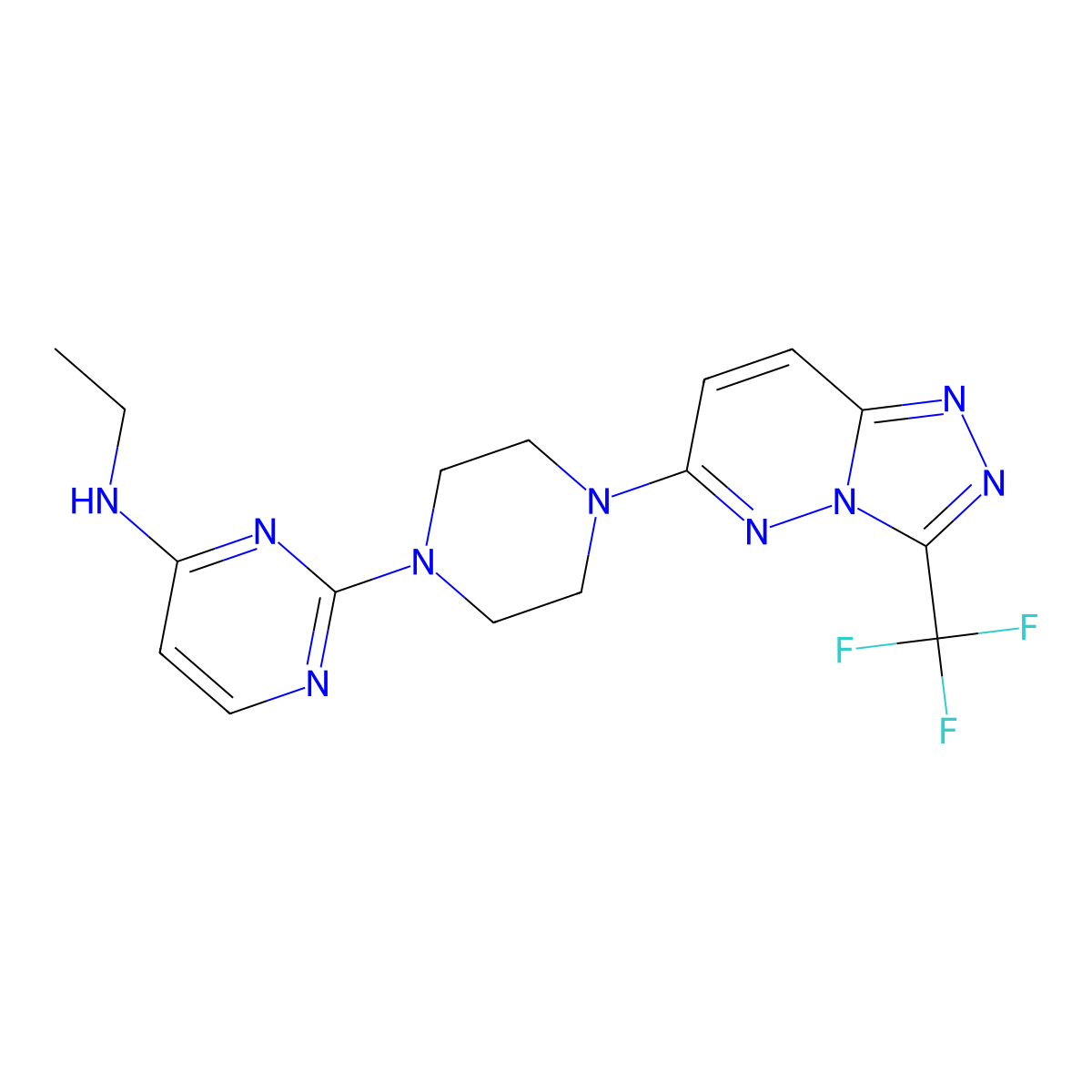 N-ethyl-2-{4-[3-(trifluoromethyl)-[1,2,4]triazolo[4,3-b]pyridazin-6-yl]piperazin-1-yl}pyrimidin-4-amine molecular structure, CAS 2415452-57-0