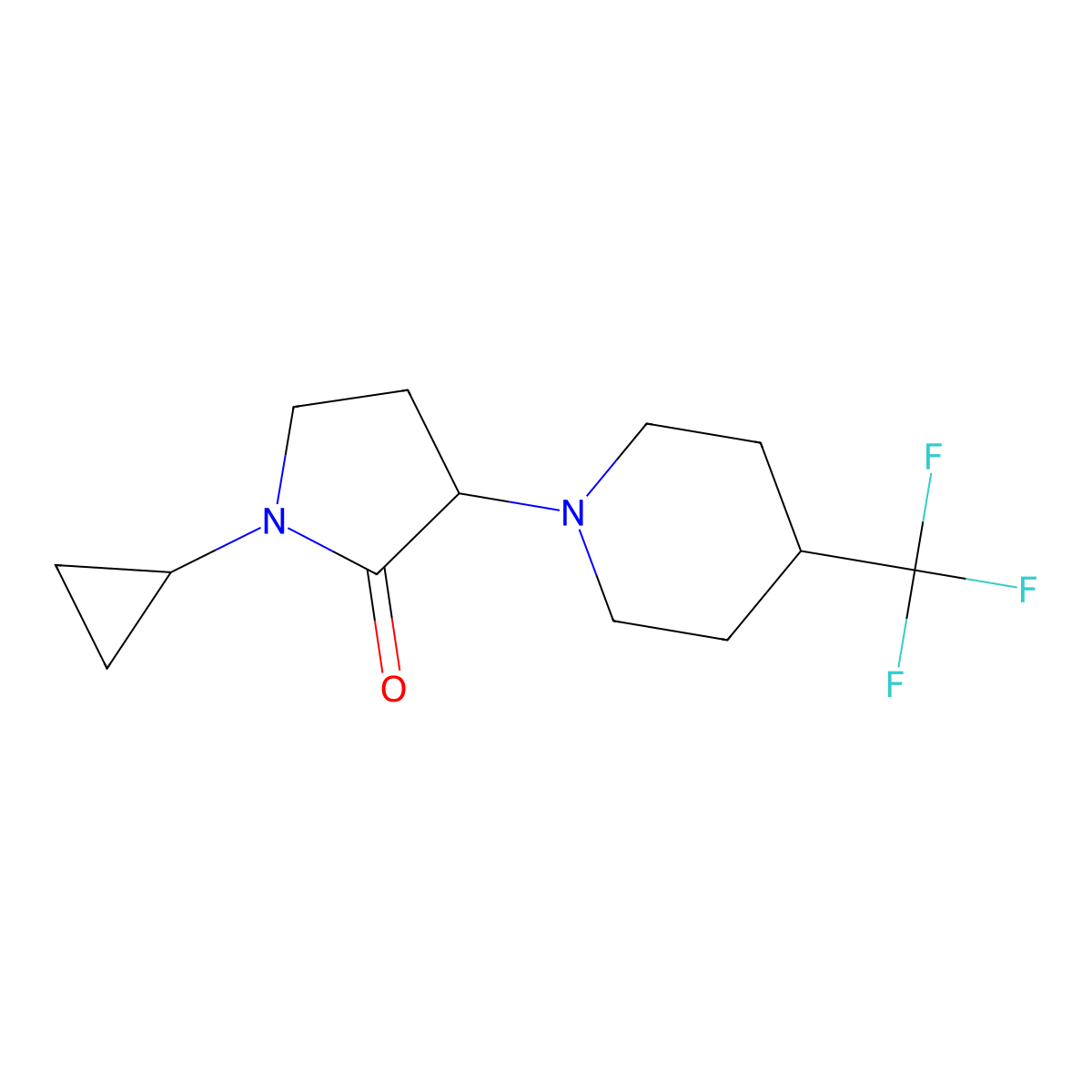 1-Cyclopropyl-3-[4-(trifluoromethyl)piperidin-1-yl]pyrrolidin-2-one molecular structure, CAS 2415452-63-8
