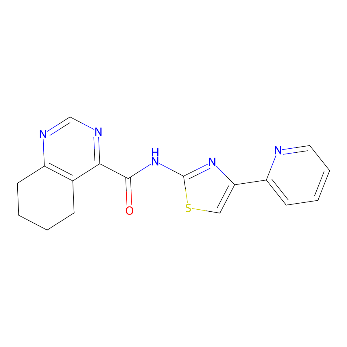 N-[4-(pyridin-2-yl)-1,3-thiazol-2-yl]-5,6,7,8-tetrahydroquinazoline-4-carboxamide molecular structure, CAS 2415452-69-4