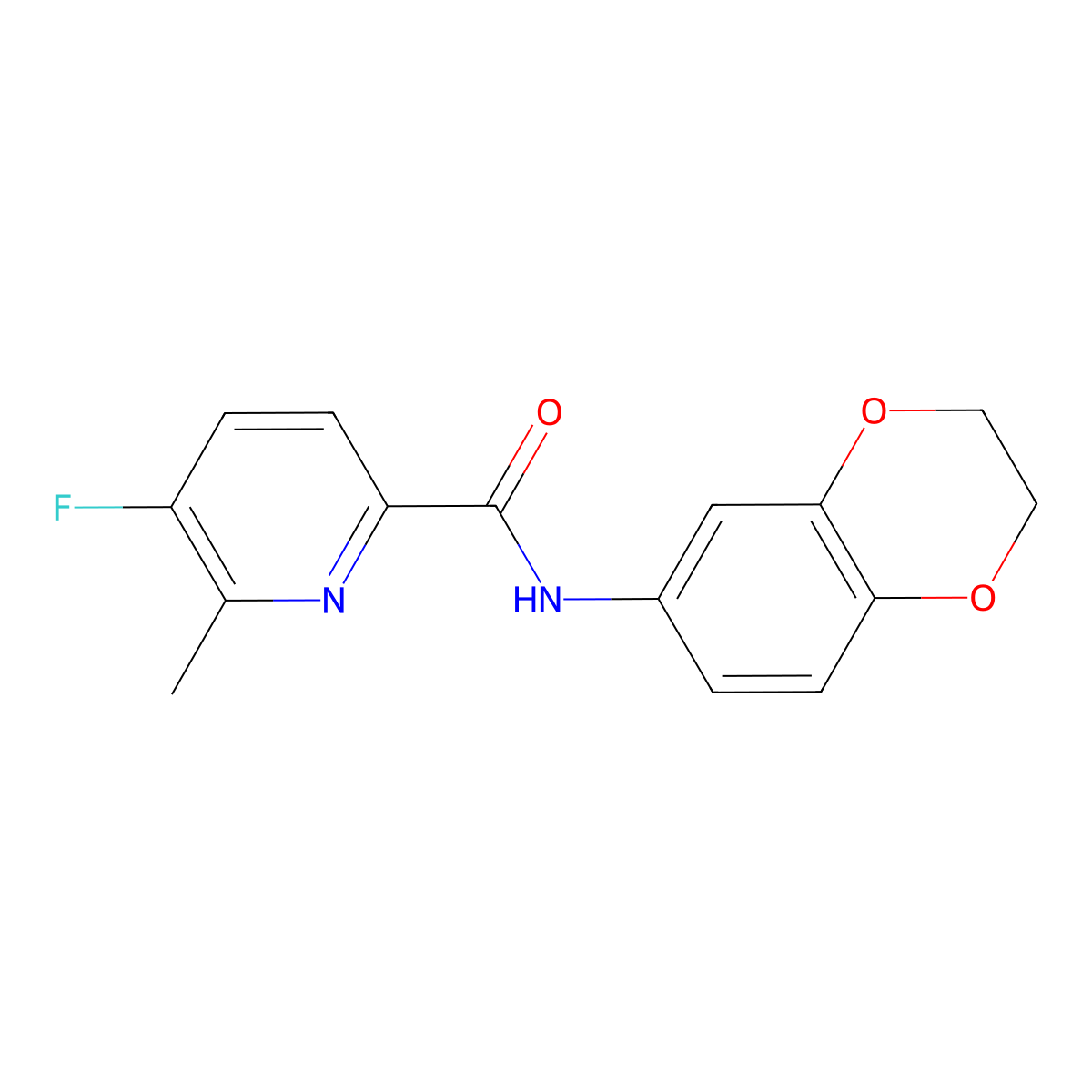N-(2,3-Dihydro-1,4-benzodioxin-6-yl)-5-fluoro-6-methylpyridine-2-carboxamide molecular structure, CAS 2415452-75-2