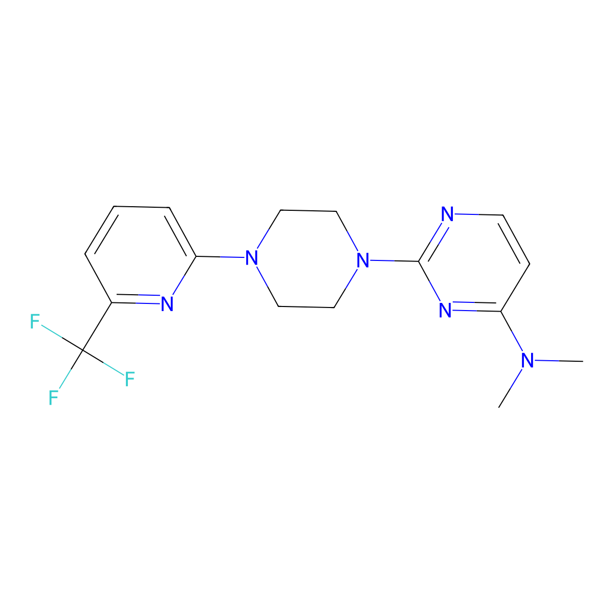 N,N-dimethyl-2-{4-[6-(trifluoromethyl)pyridin-2-yl]piperazin-1-yl}pyrimidin-4-amine molecular structure, CAS 2415452-78-5