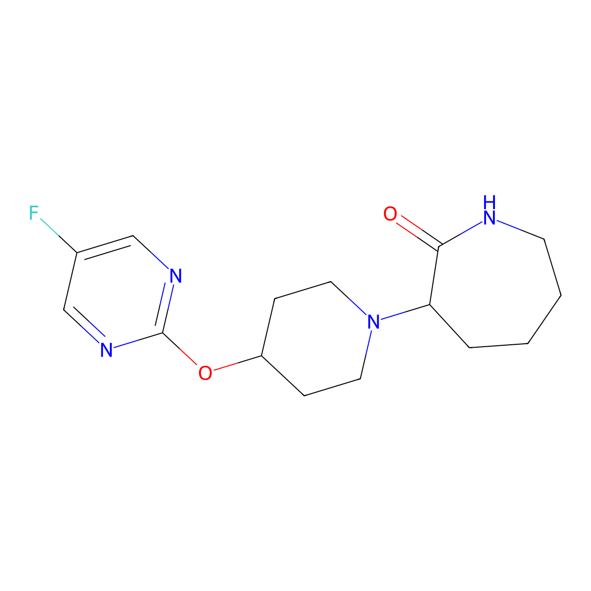 3-{4-[(5-Fluoropyrimidin-2-yl)oxy]piperidin-1-yl}azepan-2-one molecular structure, CAS 2415452-81-0