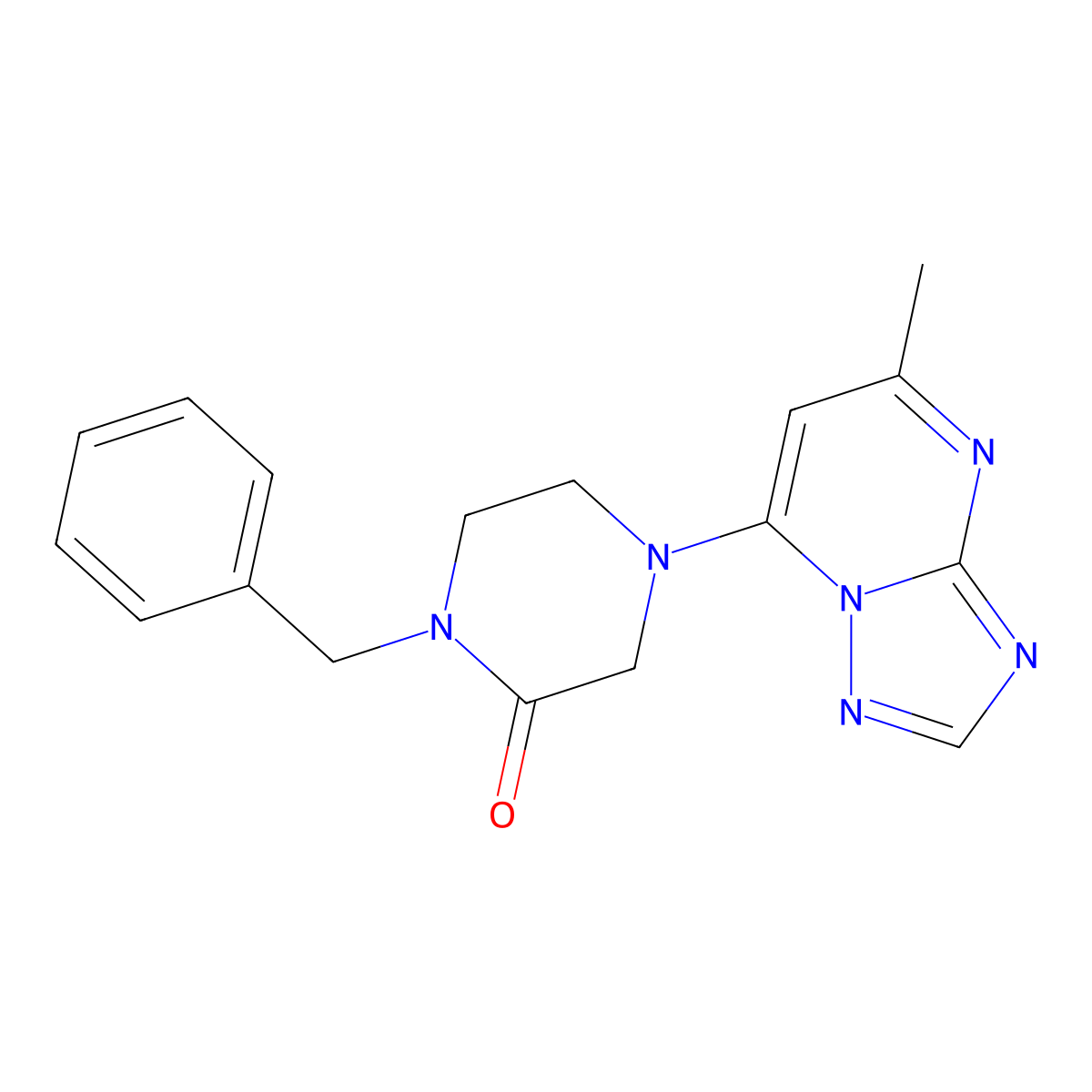 1-Benzyl-4-{5-methyl-[1,2,4]triazolo[1,5-a]pyrimidin-7-yl}piperazin-2-one molecular structure, CAS 2415452-83-2