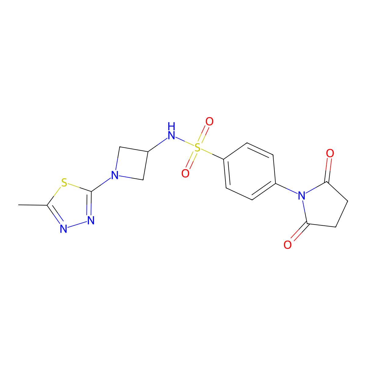 4-(2,5-dioxopyrrolidin-1-yl)-N-[1-(5-methyl-1,3,4-thiadiazol-2-yl)azetidin-3-yl]benzene-1-sulfonamide molecular structure, CAS 2415452-88-7