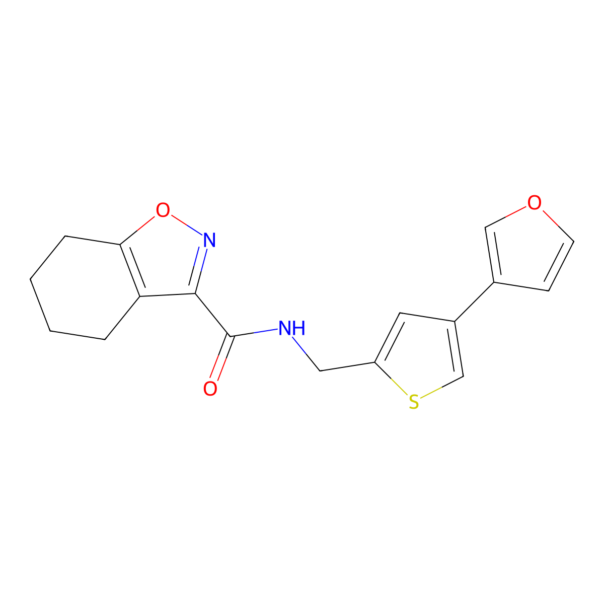 N-{[4-(furan-3-yl)thiophen-2-yl]methyl}-4,5,6,7-tetrahydro-1,2-benzoxazole-3-carboxamide molecular structure, CAS 2415452-90-1