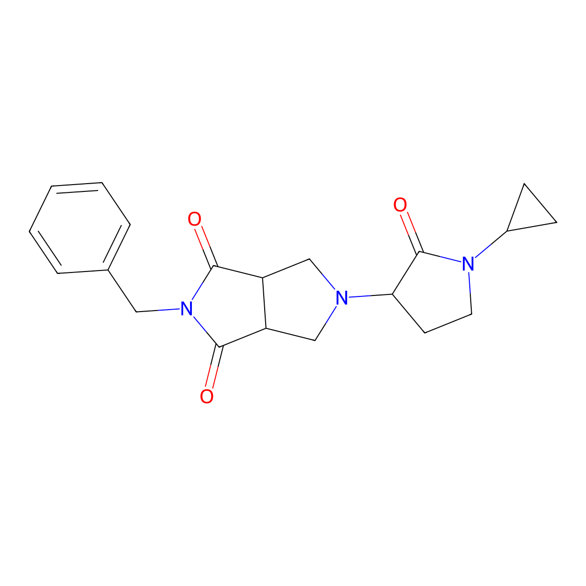 2-Benzyl-5-(1-cyclopropyl-2-oxopyrrolidin-3-yl)-octahydropyrrolo[3,4-c]pyrrole-1,3-dione molecular structure, CAS 2415452-91-2