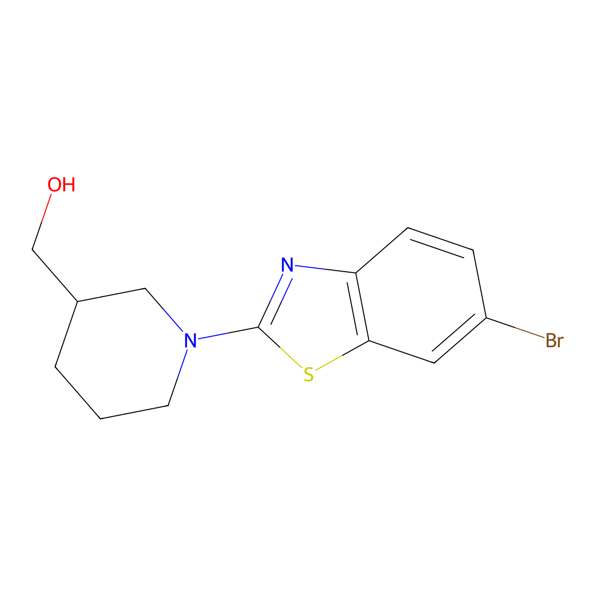 [1-(6-Bromo-1,3-benzothiazol-2-yl)piperidin-3-yl]methanol molecular structure, CAS 2415452-95-6