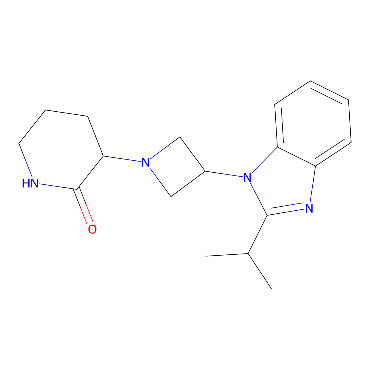 3-{3-[2-(propan-2-yl)-1H-1,3-benzodiazol-1-yl]azetidin-1-yl}piperidin-2-one molecular structure, CAS 2415453-02-8