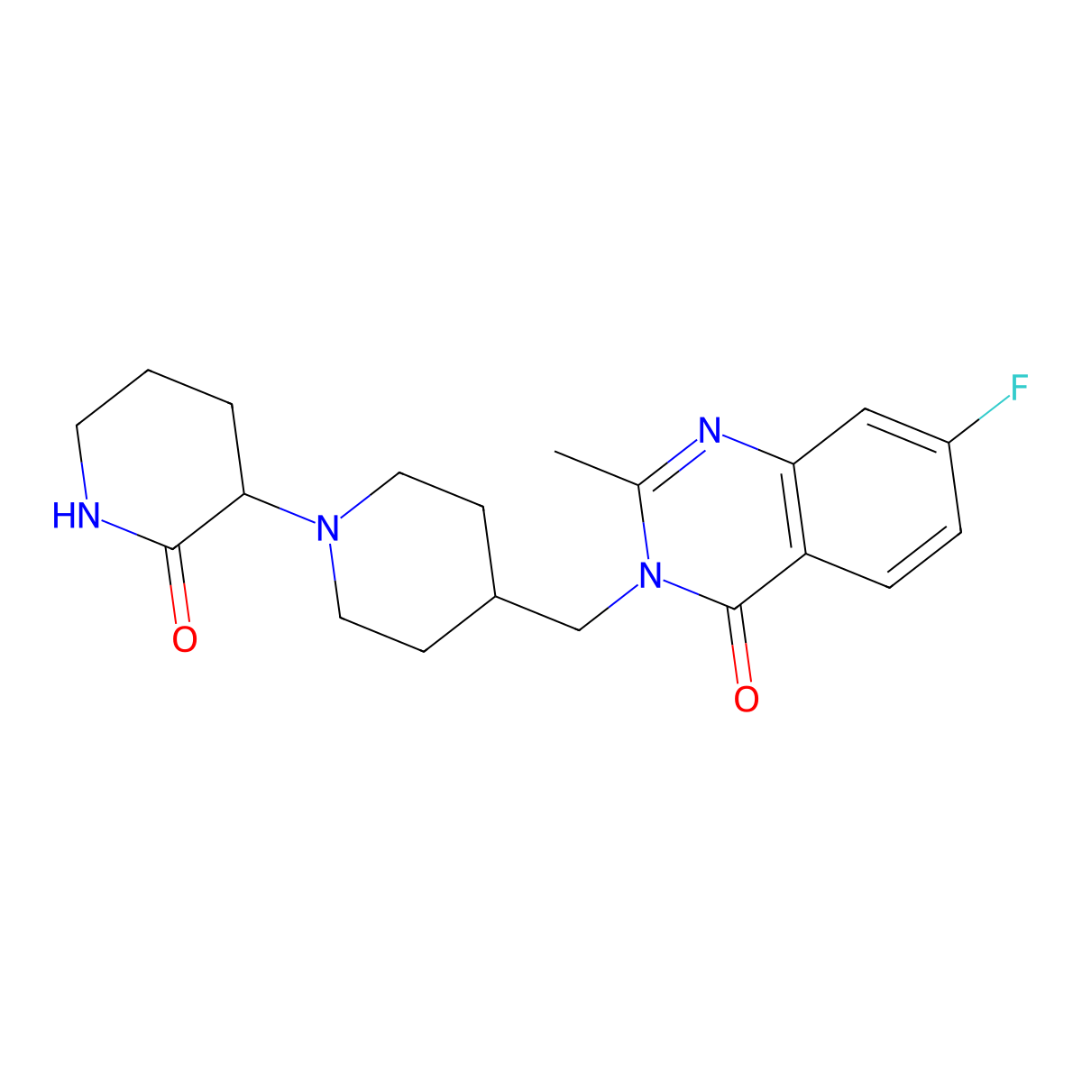 4-[(7-Fluoro-2-methyl-4-oxo-3,4-dihydroquinazolin-3-yl)methyl]-[1,3'-bipiperidine]-2'-one molecular structure, CAS 2415453-04-0