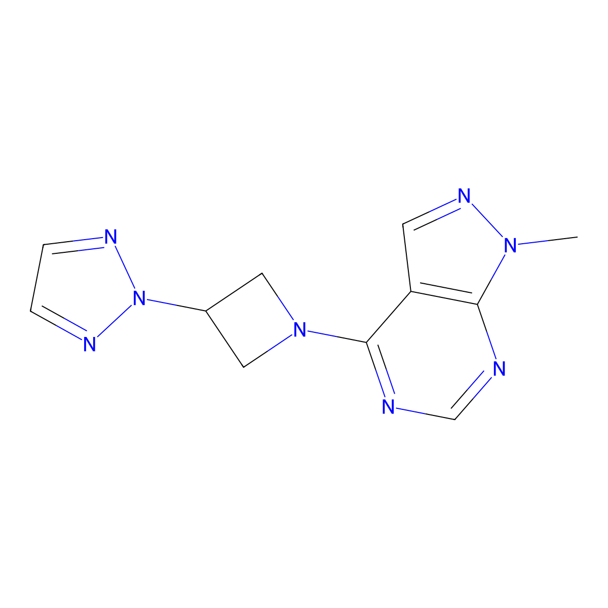 2-(1-{1-methyl-1H-pyrazolo[3,4-d]pyrimidin-4-yl}azetidin-3-yl)-2H-1,2,3-triazole molecular structure, CAS 2415453-08-4