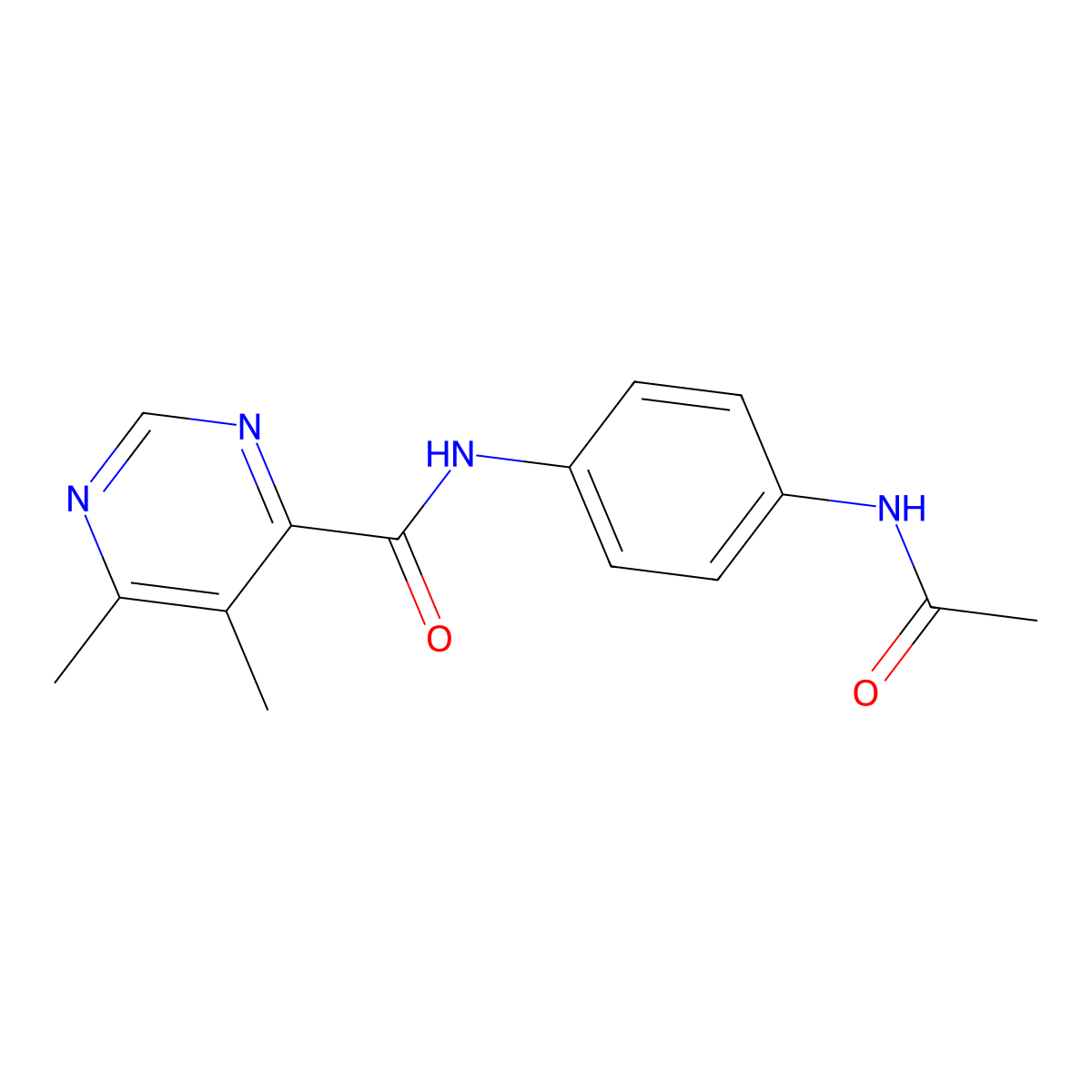 N-(4-Acetamidophenyl)-5,6-dimethylpyrimidine-4-carboxamide molecular structure, CAS 2415453-12-0