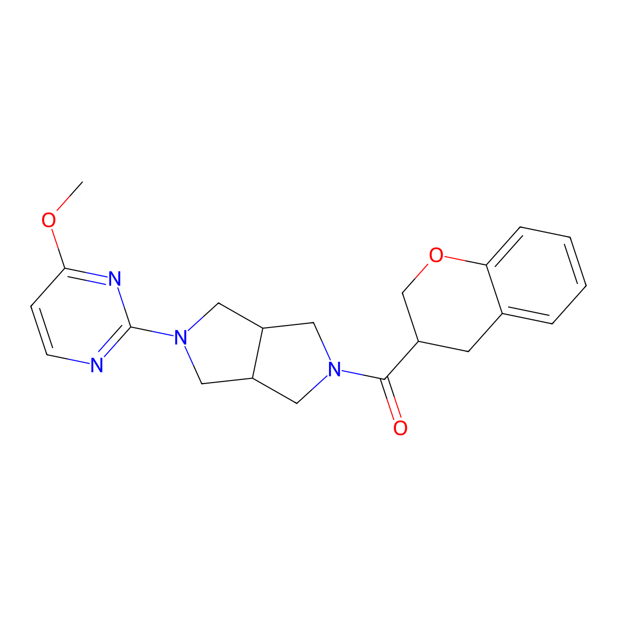 2-[5-(3,4-dihydro-2H-1-benzopyran-3-carbonyl)-octahydropyrrolo[3,4-c]pyrrol-2-yl]-4-methoxypyrimidine molecular structure, CAS 2415453-15-3