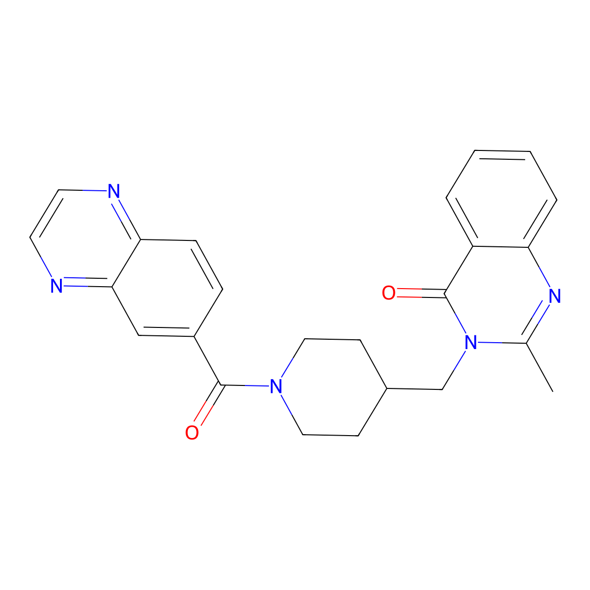 2-Methyl-3-{[1-(quinoxaline-6-carbonyl)piperidin-4-yl]methyl}-3,4-dihydroquinazolin-4-one molecular structure, CAS 2415453-16-4