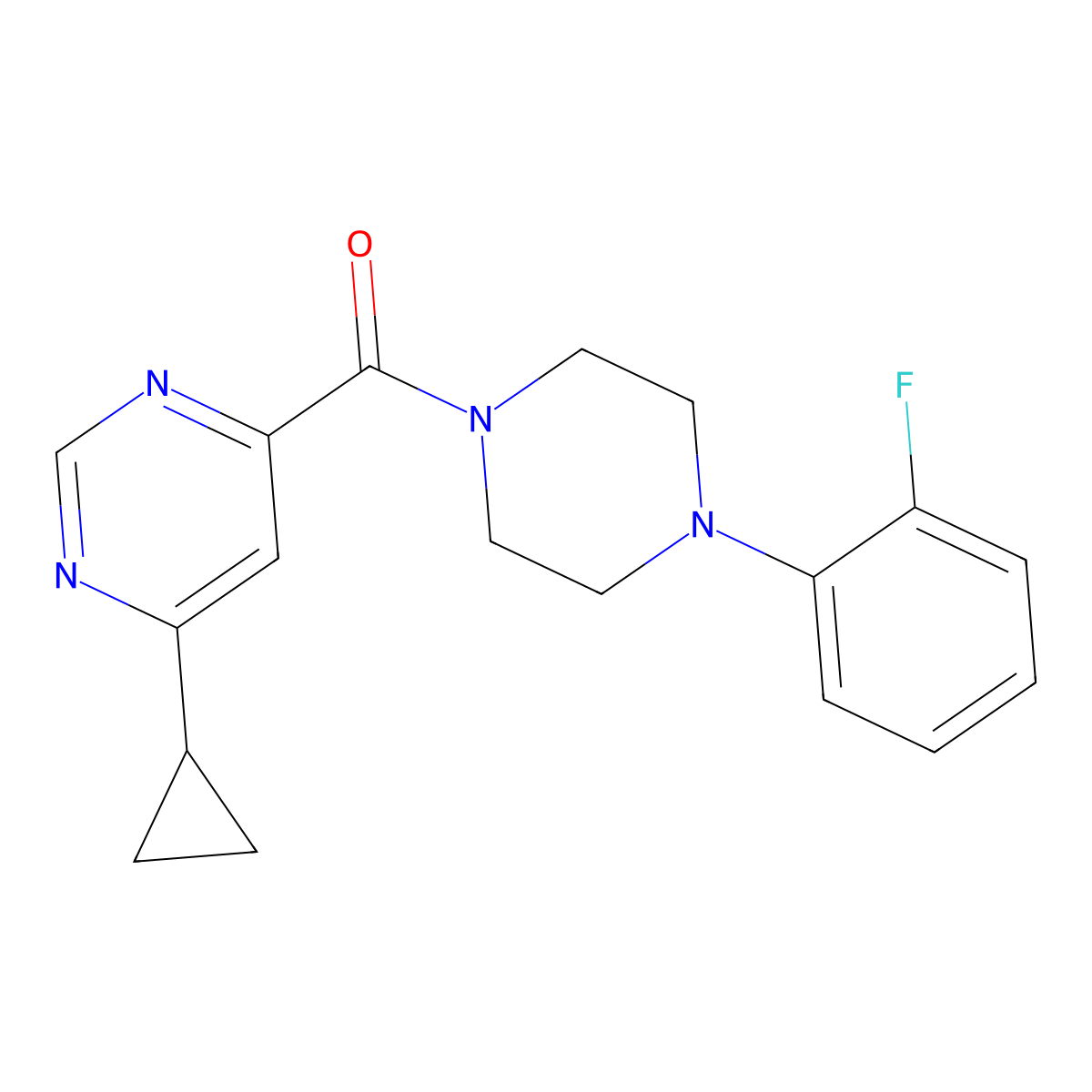 4-Cyclopropyl-6-[4-(2-fluorophenyl)piperazine-1-carbonyl]pyrimidine molecular structure, CAS 2415453-18-6