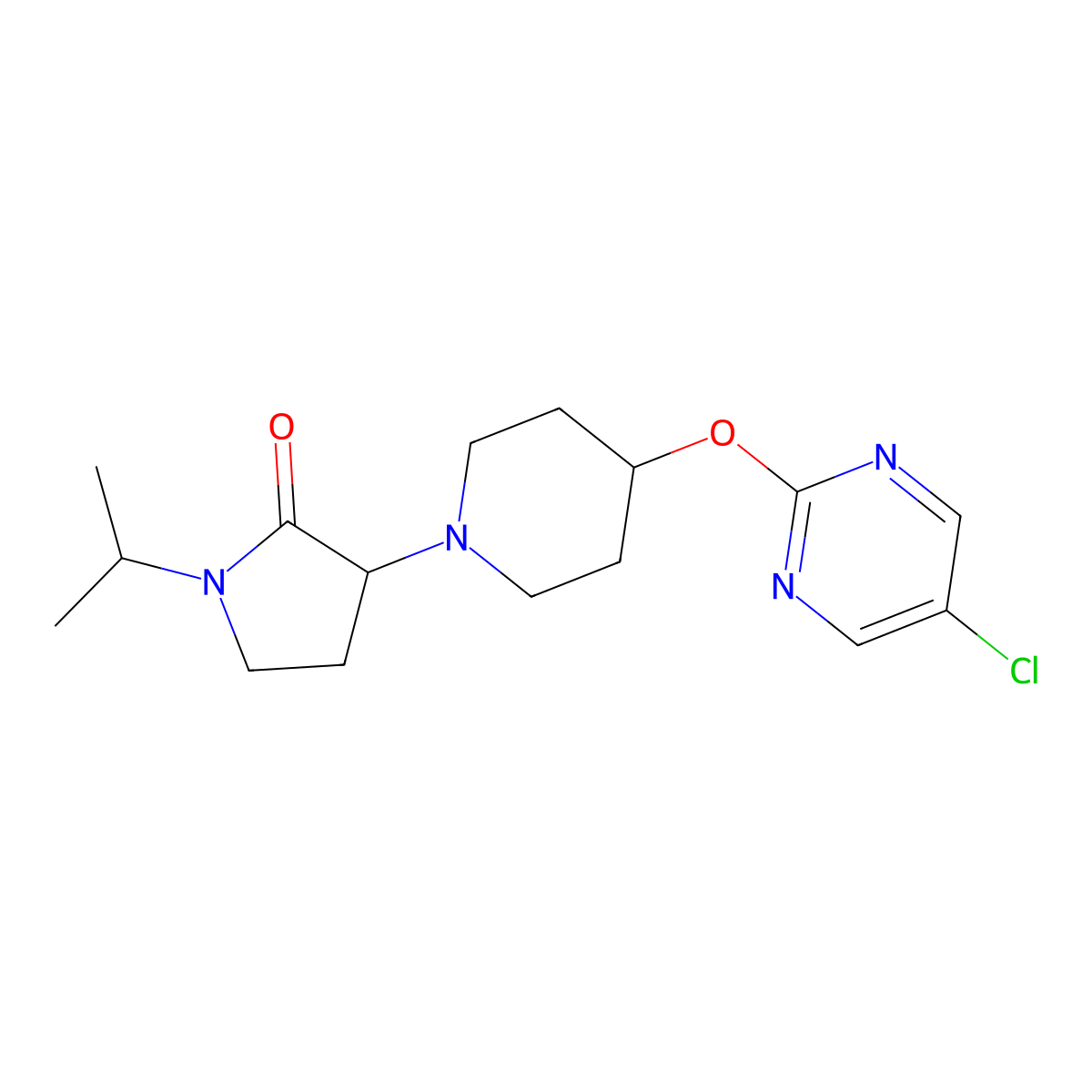 3-{4-[(5-Chloropyrimidin-2-yl)oxy]piperidin-1-yl}-1-(propan-2-yl)pyrrolidin-2-one molecular structure, CAS 2415453-23-3