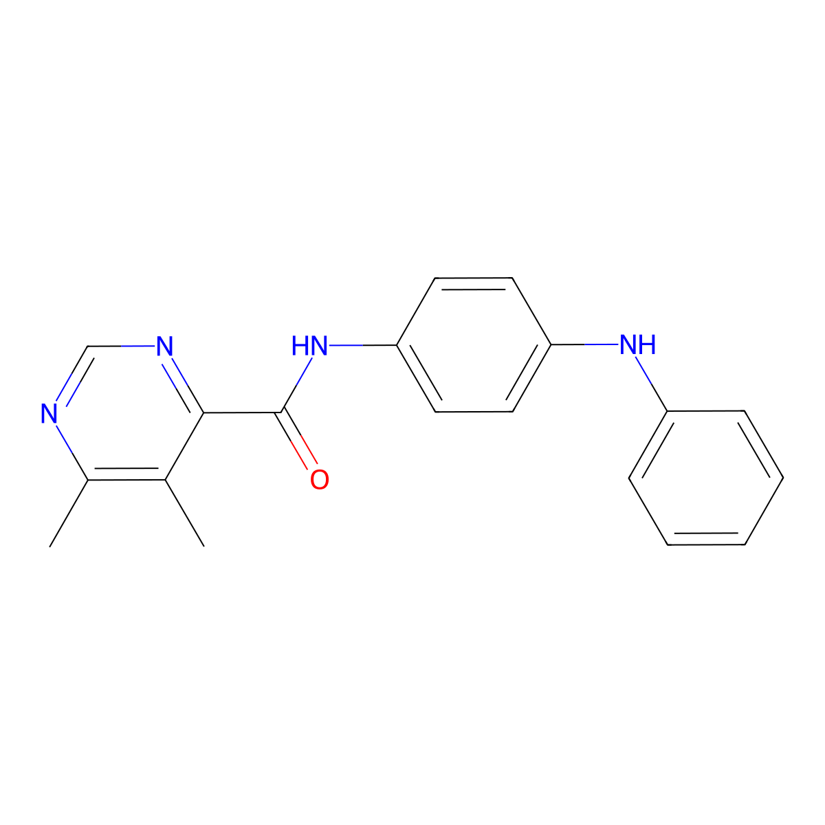 5,6-dimethyl-N-[4-(phenylamino)phenyl]pyrimidine-4-carboxamide molecular structure, CAS 2415453-27-7