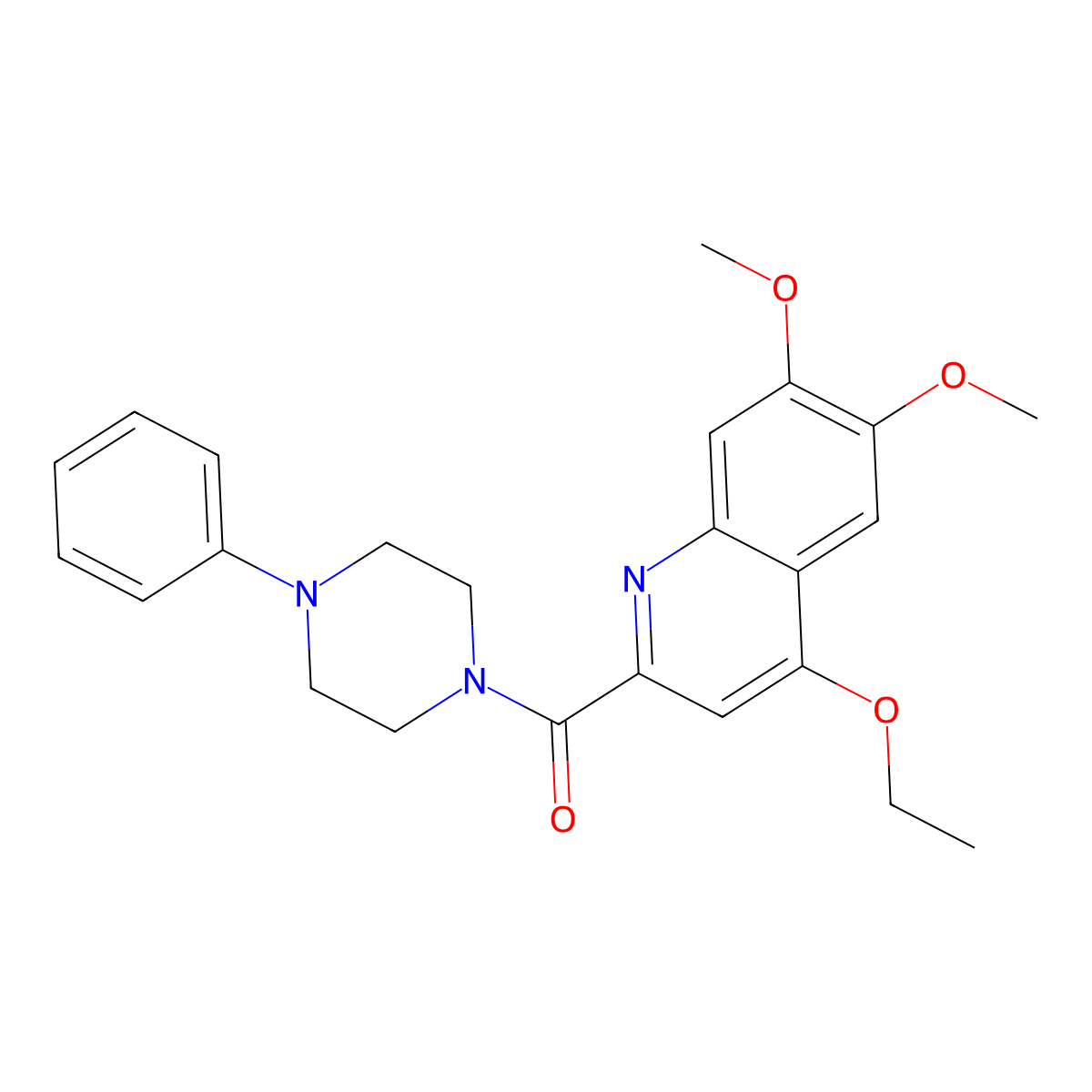 4-Ethoxy-6,7-dimethoxy-2-(4-phenylpiperazine-1-carbonyl)quinoline molecular structure, CAS 2415453-30-2