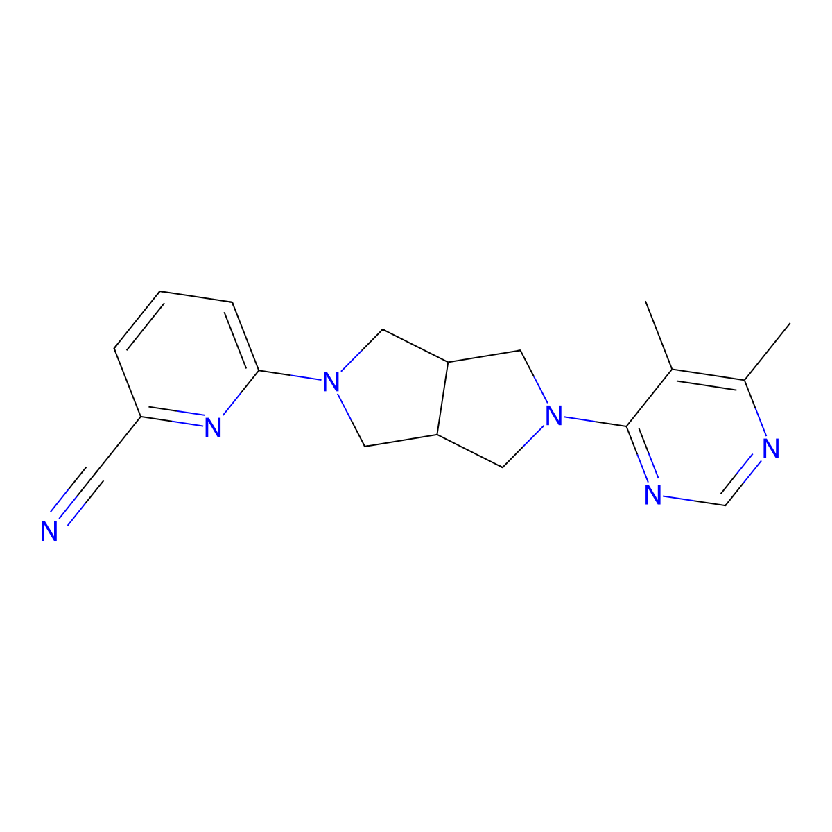 6-[5-(5,6-Dimethylpyrimidin-4-yl)-octahydropyrrolo[3,4-c]pyrrol-2-yl]pyridine-2-carbonitrile molecular structure, CAS 2415453-35-7