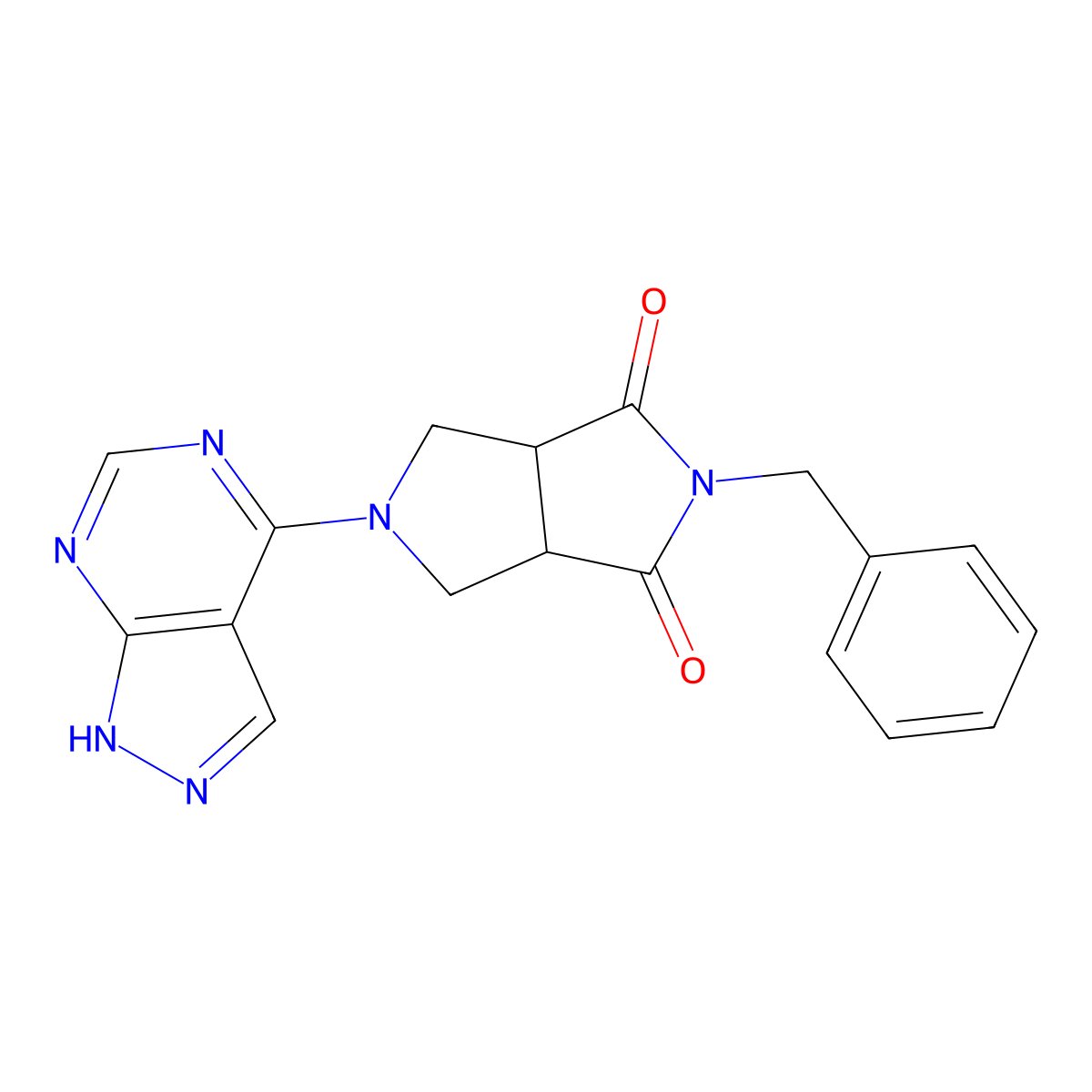 2-benzyl-5-{1H-pyrazolo[3,4-d]pyrimidin-4-yl}-octahydropyrrolo[3,4-c]pyrrole-1,3-dione molecular structure, CAS 2415453-46-0