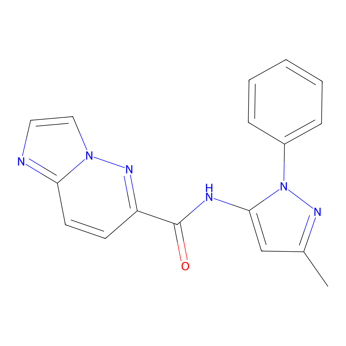 N-(3-methyl-1-phenyl-1H-pyrazol-5-yl)imidazo[1,2-b]pyridazine-6-carboxamide molecular structure, CAS 2415453-50-6