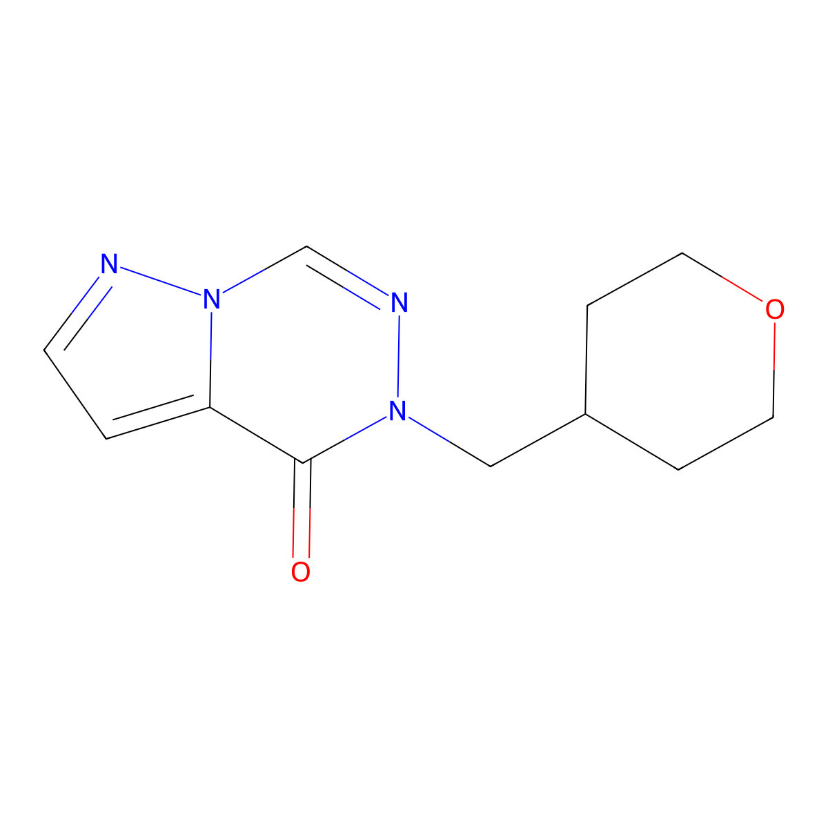 5-(Oxan-4-ylmethyl)pyrazolo[1,5-d][1,2,4]triazin-4-one molecular structure, CAS 2415453-51-7